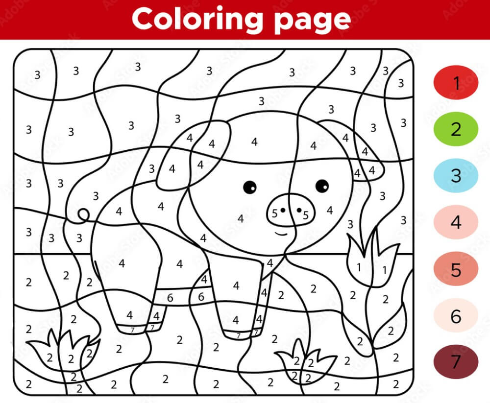 Pig Color by Number - ColoringbyNumber.Com