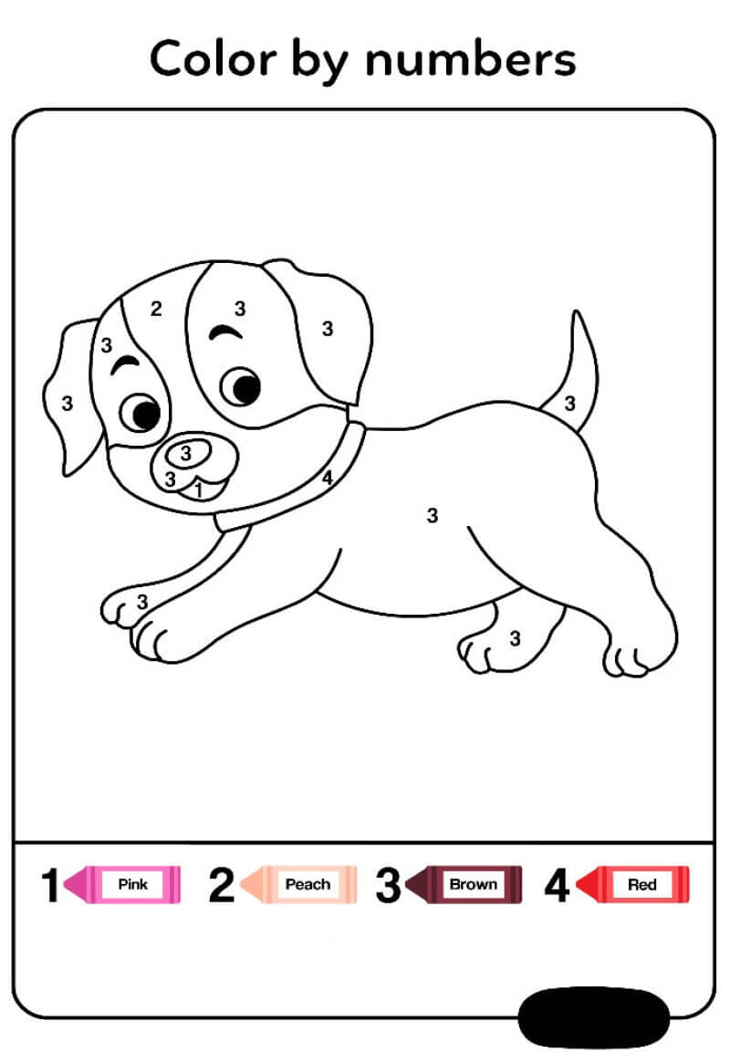 Dog Color by Number - ColoringbyNumber.Com