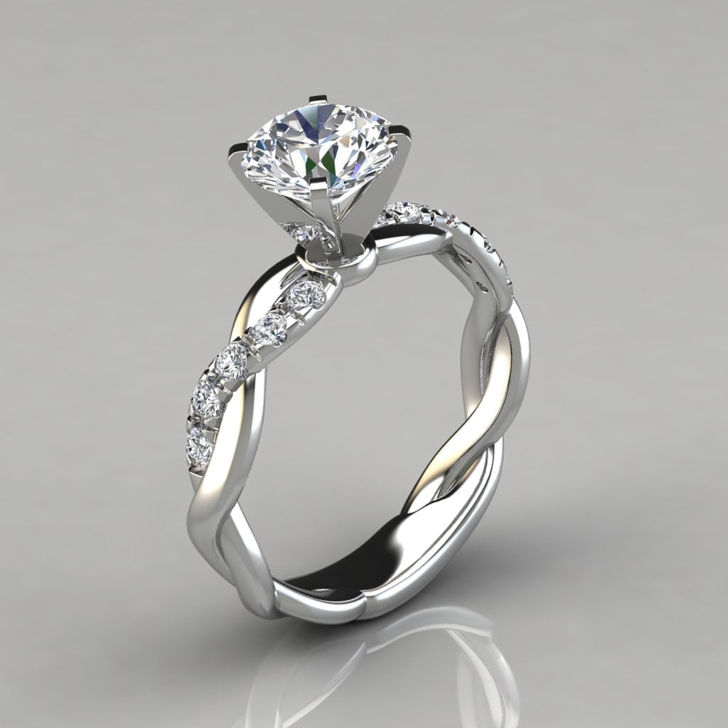 Twist Round Cut Moissanite Engagement Ring | Forever Moissanite