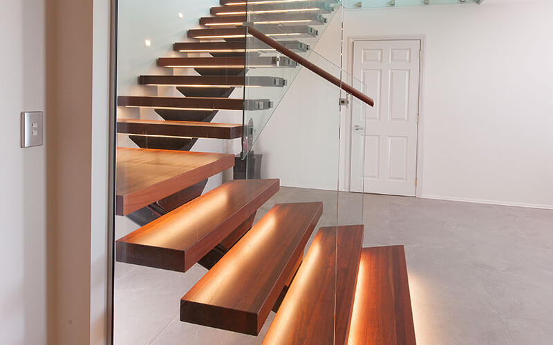 Floating staircases in modern minimalist architecture